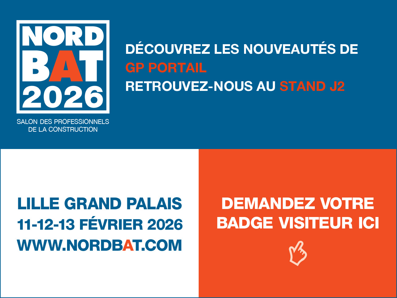 GP Portail vous invite à NordBat Lille 2026 les 11, 12 et 13 février
